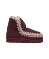 Mou Eskimo 18 Low Heels Ankle Boots In Bordeaux Suede In Burgundy