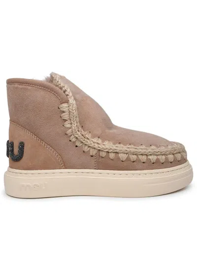 Mou Glitter Logo Eskimo Bold Sneakers In Beige