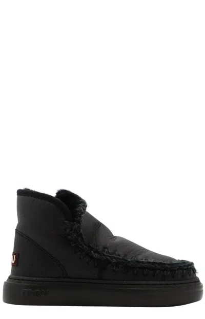 Mou Eskimo Leather Ankle Boots In Black