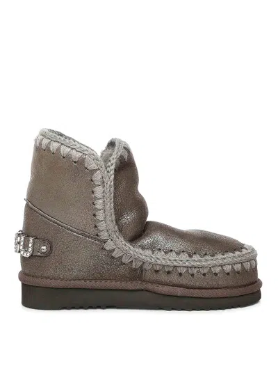 Mou Eskimo Boots 18 Rhinestones Logo In Brown