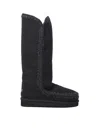 Mou Eskimo Black Boots With Braided Effect And Logo Patch On The Rear In Leather Woman In Black