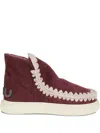 Mou Burgundy Suede Ankle Boots With Whipstitch Detailing In Burgundy