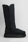 Mou Eskimo Bounce 40 Low Heels Boots In Black Suede In Black