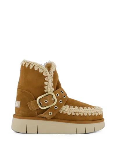 Mou Eskimo Bounce Buckle-strap Boots In Gold