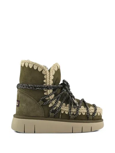 Mou Eskimo Bounce Crochet-trim Boots In Gray