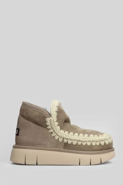 Mou Eskimo Bounce Low Heels Ankle Boots In Gray