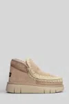 Mou Eskimo Bounce Low Heels Ankle Boots In Camel Suede In Neutral