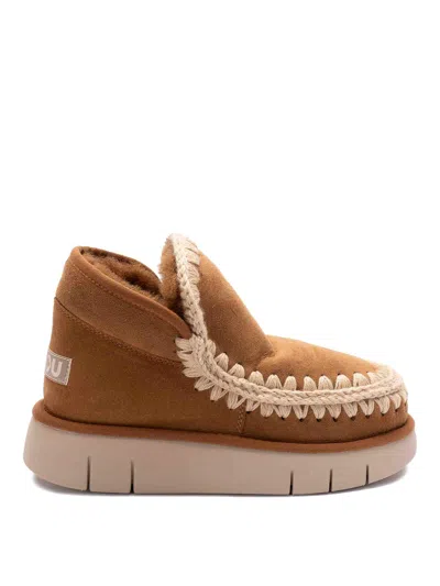 Mou Eskimo Brown Slip-on Boots With Rear Logo In Suede Woman