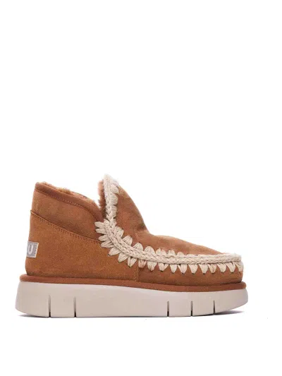 Mou Eskimo Brown Slip-on Boots With Rear Logo In Suede Woman