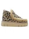 Mou Eskimo Bounce Sneakers Hairy Cow Suede Leopard Brandy In Animal Print