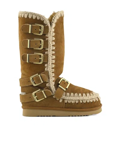 Mou Eskimo Buckle Strap Boots In Brown
