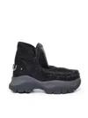 Mou Chunky Eskimo Sneake Low Heels Ankle Boots In Black Leather In Black