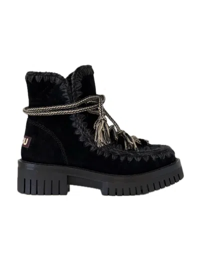 Mou Eskimo Combat Scoubidoo Lace Up Boot In Black