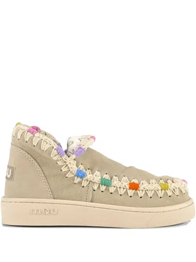 Mou Eskimo Crochet-detail Suede Shoes