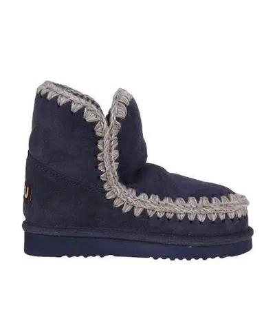 Mou Eskimo Crochet-stitch Ankle Boots In Black
