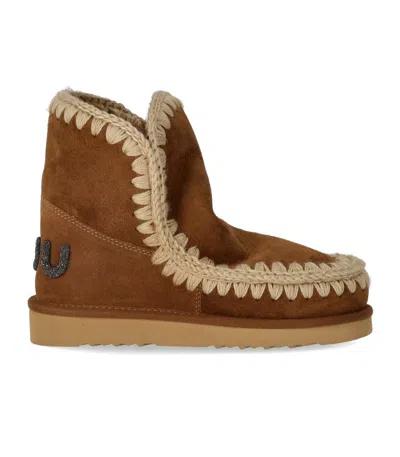 Mou Eskimo Glitter Logo Cognac Boot In Brown
