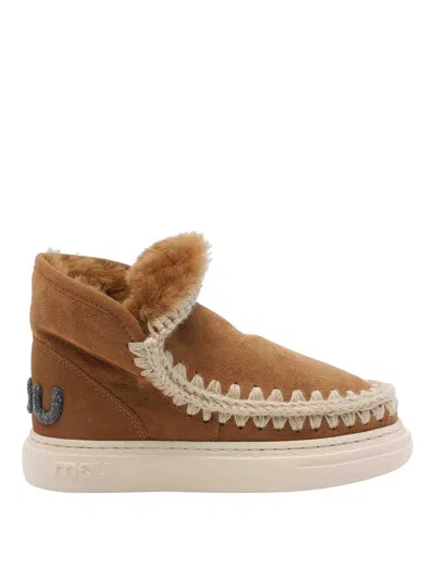 Mou Eskimo Glitter Logo Sneakers In Brown