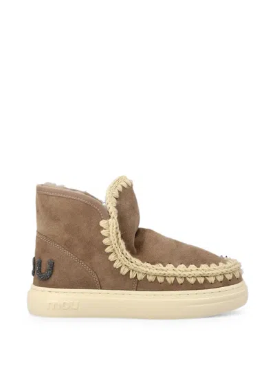 Mou Eskimo Glitter-logo Sneakers In Brown