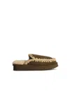 MOU MOU 'ESKIMO' GREEN LEATHER SLIPPERS