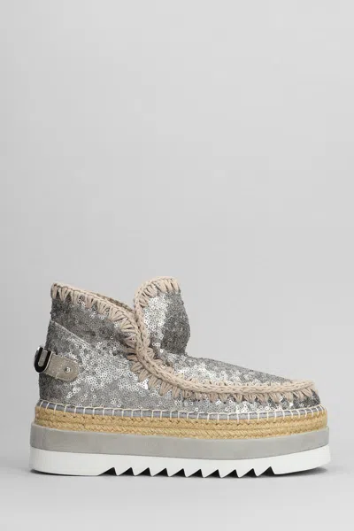 MOU MOU ESKIMO JUTE EVA LOW HEELS ANKLE BOOTS