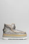 Mou Eskimo Jute Eva Low Heels Ankle Boots In Gunmetal Synthetic Fibers In Gunmetal