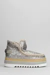 Mou Eskimo Jute Eva Low Heels Ankle Boots In Gunmetal Synthetic Fibers In Gunmetal