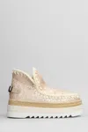 Mou Eskimo Jute Eva Low Heels Ankle Boots In Rose-pink Synthetic Fibers In Rose-pink