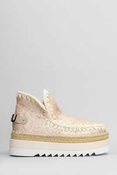 MOU MOU ESKIMO JUTE EVA LOW HEELS ANKLE BOOTS