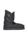 Mou Eskimo Leather And Shearling Ankle Boots In Cracked Black Grey