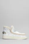 Mou Eskimo New Low Heels Ankle Boots In White Synthetic Fibers
