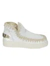 Mou Eskimo New Low Heels Ankle Boots In White Synthetic Fibers