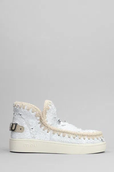 Mou Eskimo New Low Heels Ankle Boots In White Synthetic Fibers