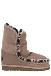 Mou Constrast-stitching Moccasin Boots In Grey