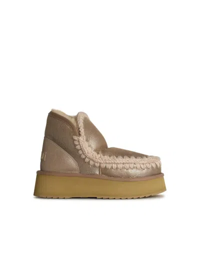 Mou Eskimo 'platform' In Beige Suede In Gold