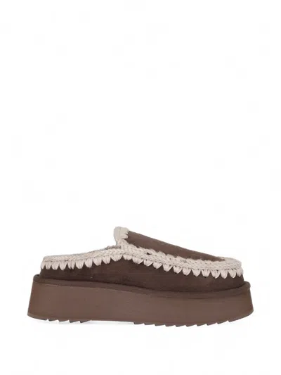 Mou Eskimo Platform Mules In Brown