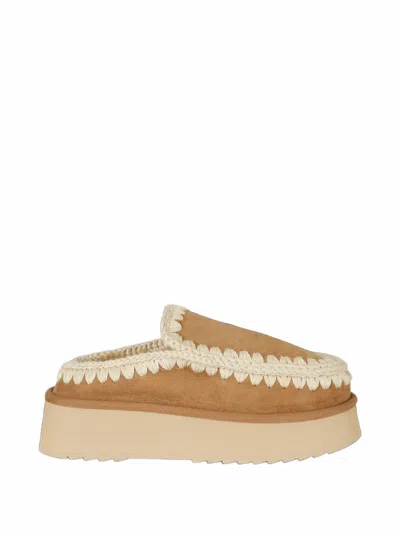 Mou Eskimo Platform Slippers In Brown