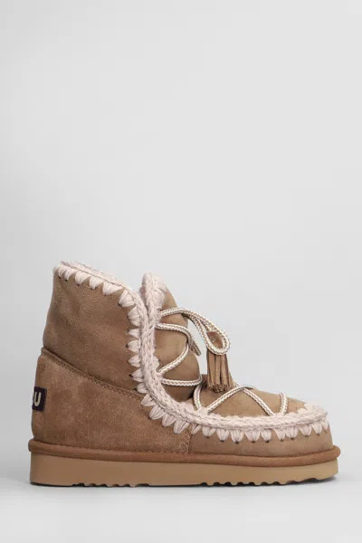 Mou Eskimo 18 Scoubidoo Low Heels Ankle Boots In Brown Leather