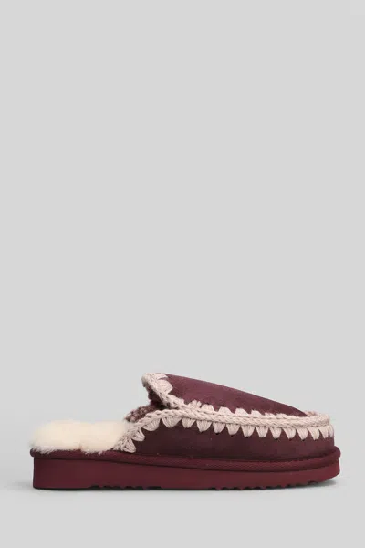 MOU ESKIMO SLIPPER SLIPPER-MULE IN BORDEAUX SUEDE