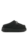 Mou Moccasin-inspired Black Slip-on Ankle Boots With Whipstitch Detailing In Black