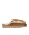 Mou Eskimo Suede And Shearling Slippers In Brown