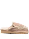 Mou Eskimo Stitching Slipper-mule In Camel Suede In Neutrals