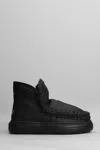 Mou Eskimo Sneaker Bold Low Heels Ankle Boots In Black Leather In Black