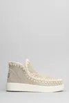 Mou Eskimo Sneaker Low Heels Ankle Boots In Beige Suede In Beige