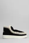 Mou Eskimo Sneaker Low Heels Ankle Boots In Black Suede In Black