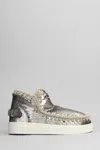 Mou Eskimo Sneaker Low Heels Ankle Boots In Gunmetal Synthetic Fibers In Grey