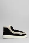 Mou Eskimo Sneaker Low Heels Ankle Boots In Black Suede In Black