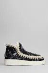 Mou Eskimo Sneaker Low Heels Ankle Boots In Black Synthetic Fibers In Black