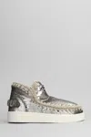 Mou Eskimo Sneaker Low Heels Ankle Boots In Gunmetal Synthetic Fibers In Gunmetal