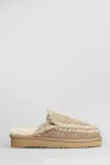 Mou Eskimo Stitching Slipper-mule In Camel Suede In Camel