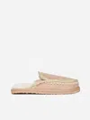 Mou Eskimo Stitching Slipper-mule In Camel Suede In Pinkish Beige